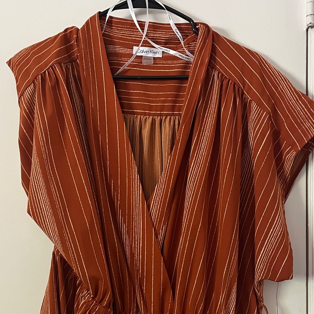 Calvin Klein Women's Terracotta Striped Blouse